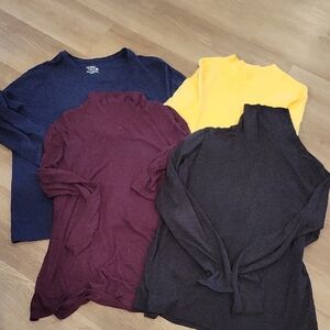 Time and Tru Long Sleeve Tops - Navy, Yellow, Burgundy, Black